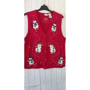 Vintage 90s Bobbie Brooks Christmas sweater vest Grandmacore Cottagecore Size XL